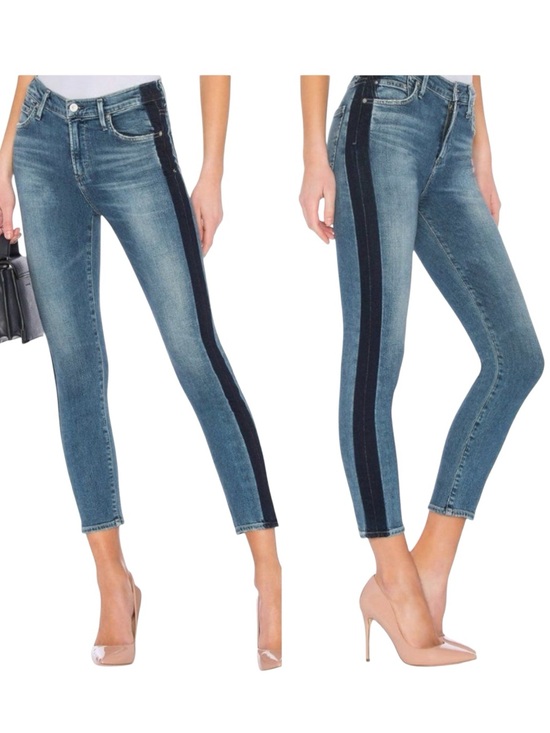 Citizens Of Humanity Denim - Citizens of Humanity Rocket Crop Illusion Two-Tone Side Stripe Jeans Size 25